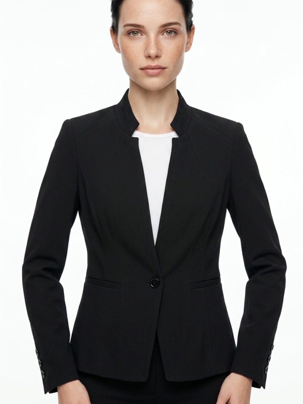 WHITE HOUSE BLACK MARKET • Black Tailored Military Blazer Jacket Size 4